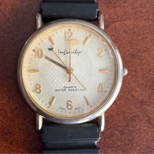 Infinity Golf Theme Watch Unisex Gold Tone Golf Club Ball New Battery